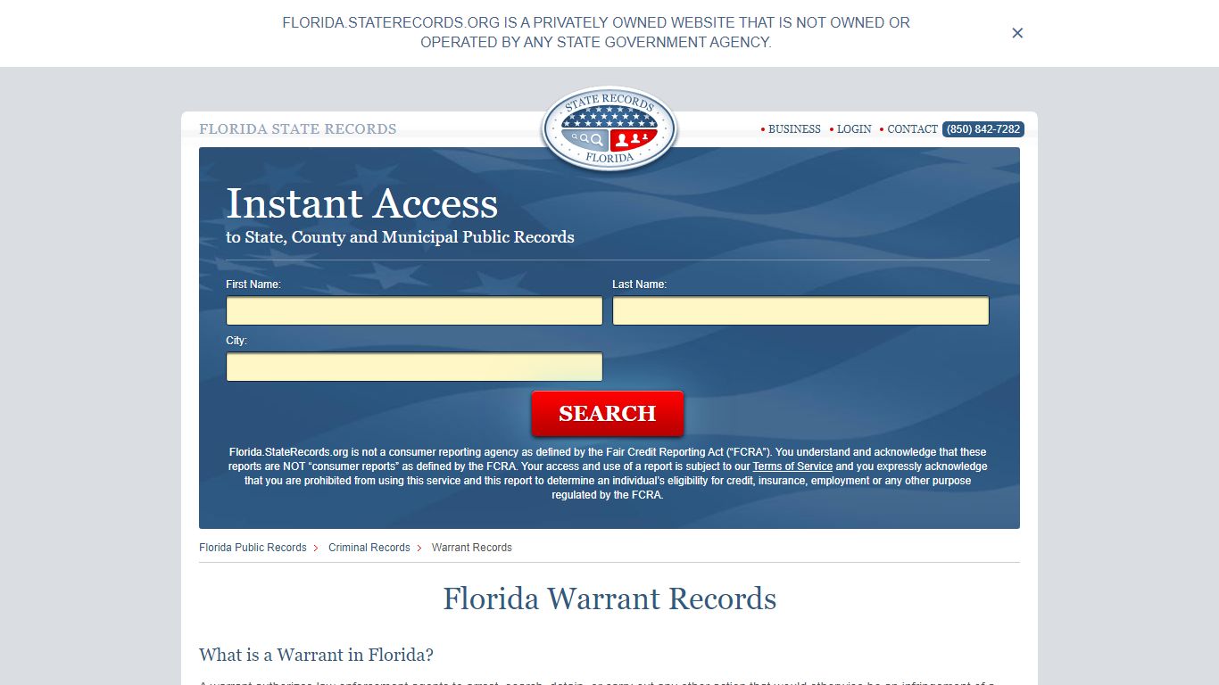 Florida Warrant Search | StateRecords.org