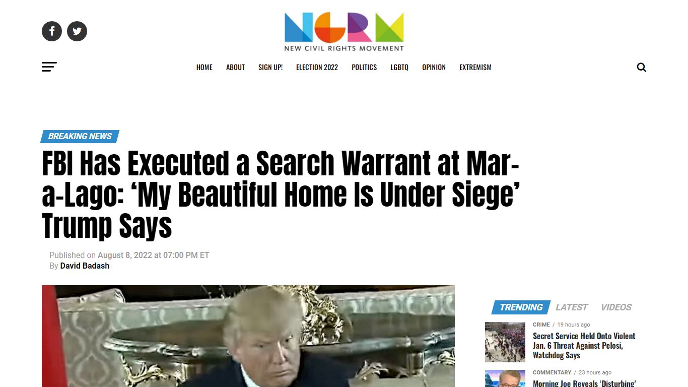 FBI Has Executed a Search Warrant at Mar-a-Lago: 'My Beautiful Home Is ...